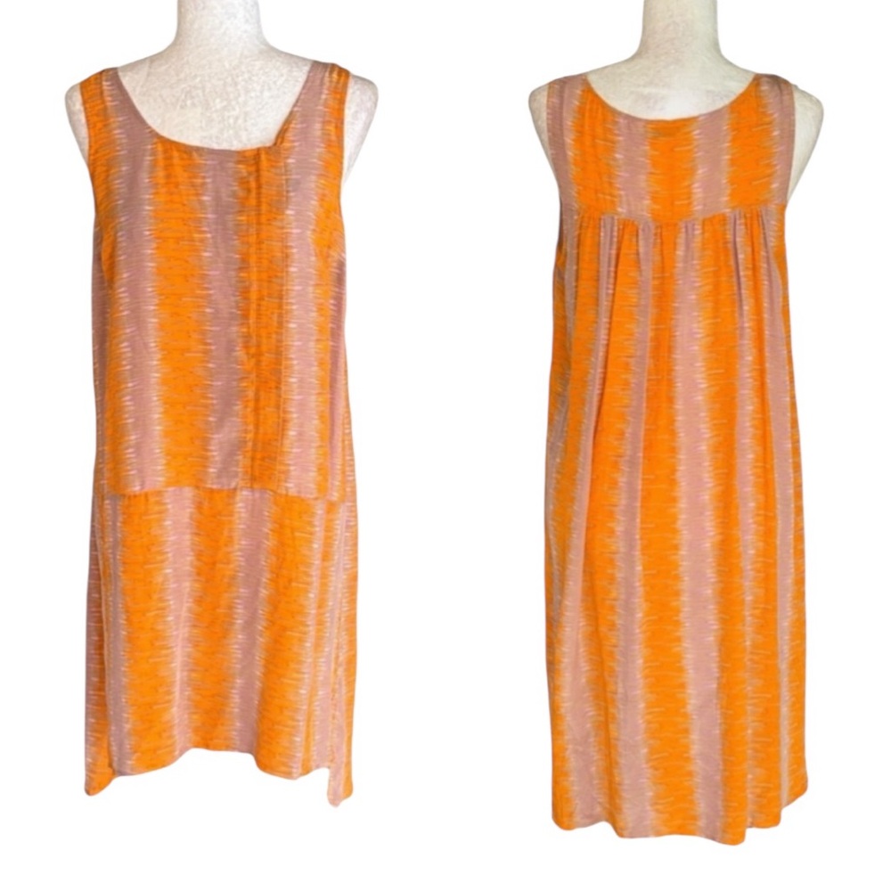 Anthropologie Tracy Reese Silk Tangerine Lilac Sleeveless Zipper Midi Dress - L